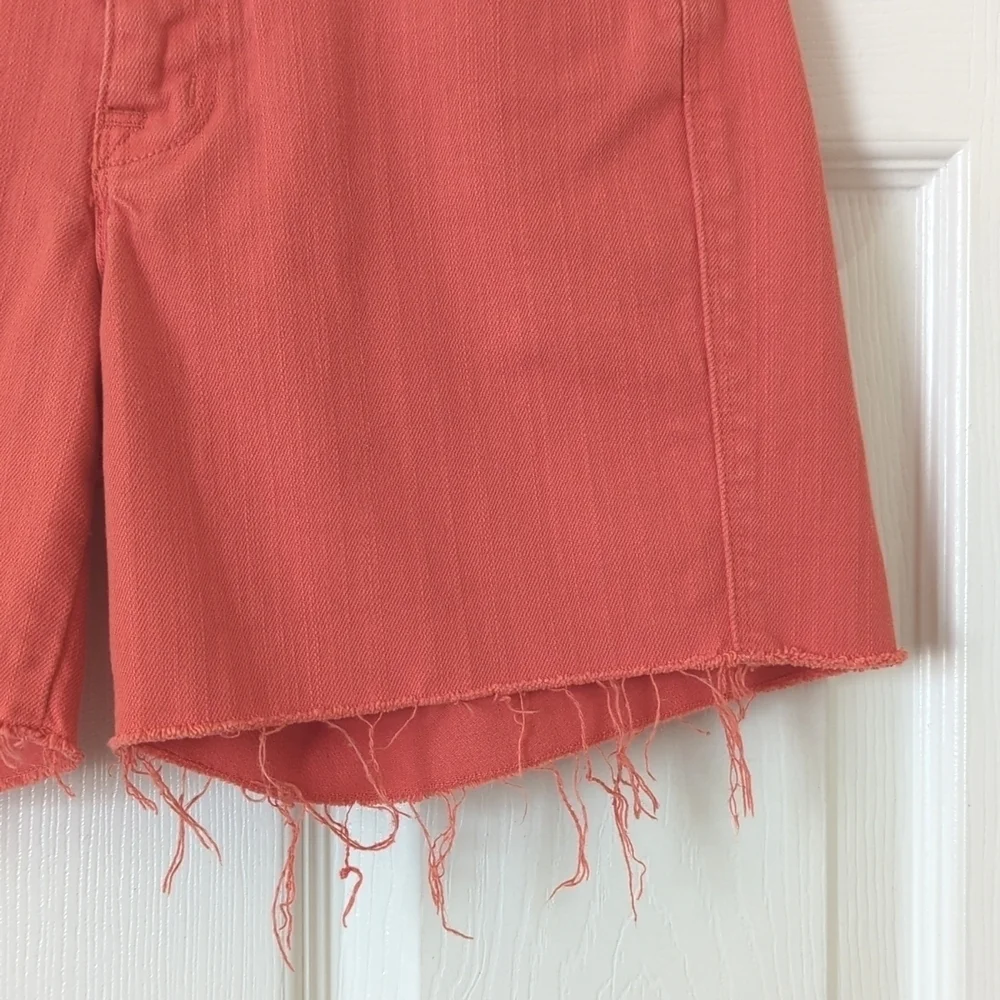 Madewell Classic Relaxed Mid Rise Cut Off Frayed Hem Jean Shorts Coral Pink 26 - Picture 9 of 11
